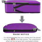 4 Set/6 Set/8 Set Compression Packing Cubes Travel Accessories Expandable Packing Organizers (Cloth Pattern, 4-Purple)
