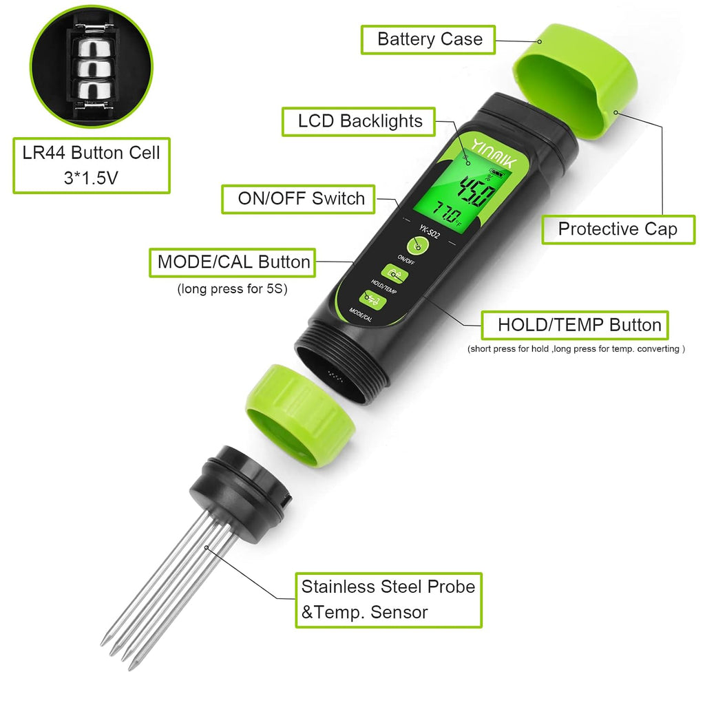 Digital Soil Moisture Meter,Direct EC Tester for Soil | 3 in 1 Soil Hygrometer, Plant Soil Conductivity & Moisture