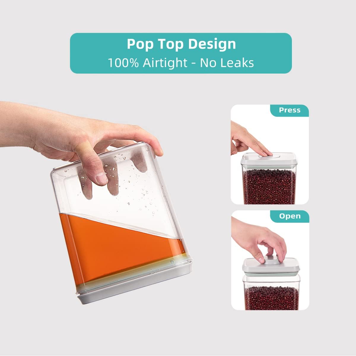 Food Storage Containers Pop Airtight Food Storage Containers with Lids for Kitchen Pantry Organizing Cereal Snack