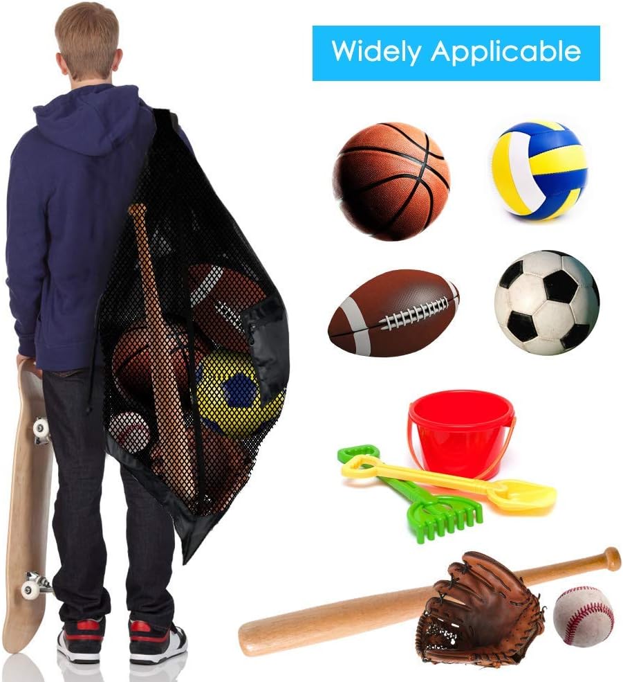 Extra Large Sports Ball Bag Mesh, 5PCS Soccer Ball Bag Heavy Duty Drawstring Bags, Team Work for Holding Basketball