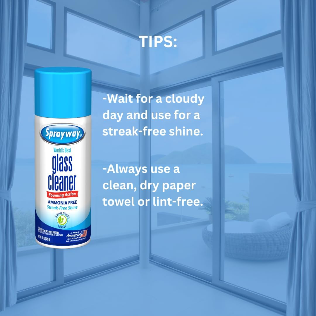 Ammonia-Free Glass Cleaner, Foaming Action - Streakless Shine, 15 Ounce (Pack of 1)