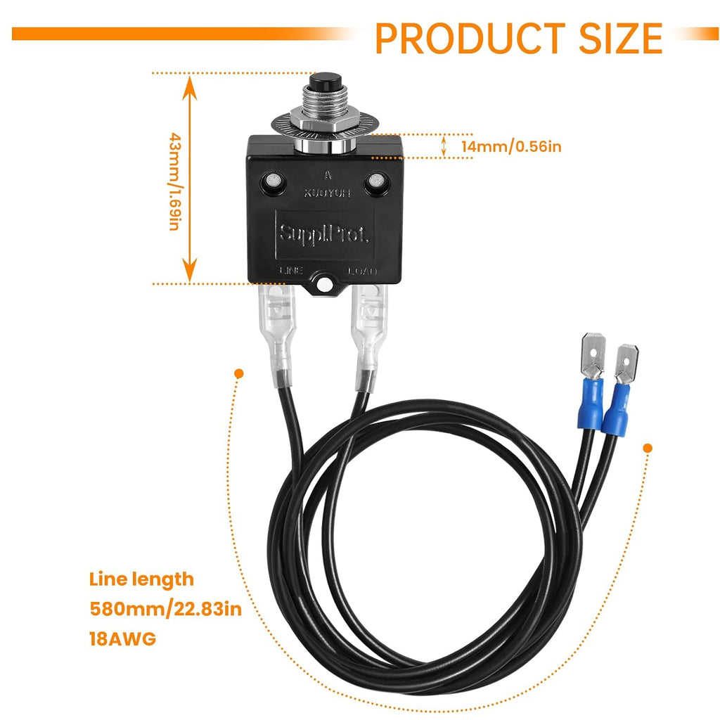 2-Pack 3 AMP 5 AMP Push Button Resettable Fuse Kit for 32V DC & 125/250V AC