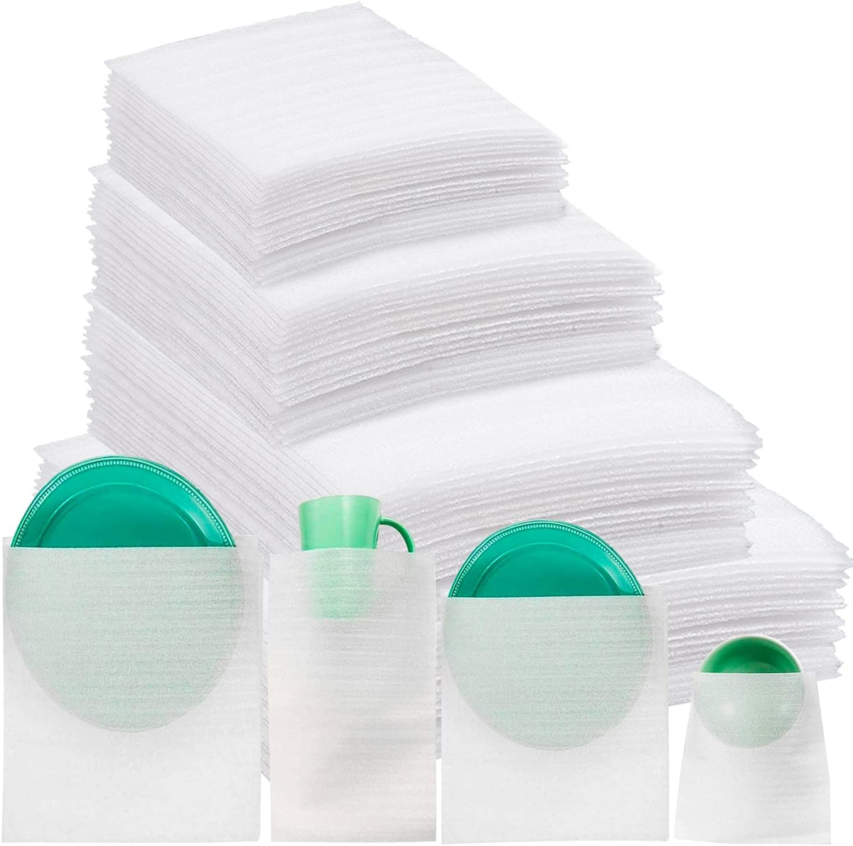 Foam Pouches & Foam Wrap Sheets,4 Sizes 80 Count Foam Wrap Sheets Cushioning for Moving, Shipping, Packaging