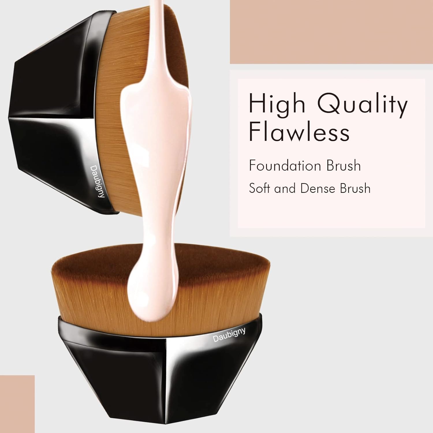 Foundation Makeup Brush Flat Top Kabuki Hexagon Face Blush Liquid Powder Foundation Brush for Blending Liquid, Cream