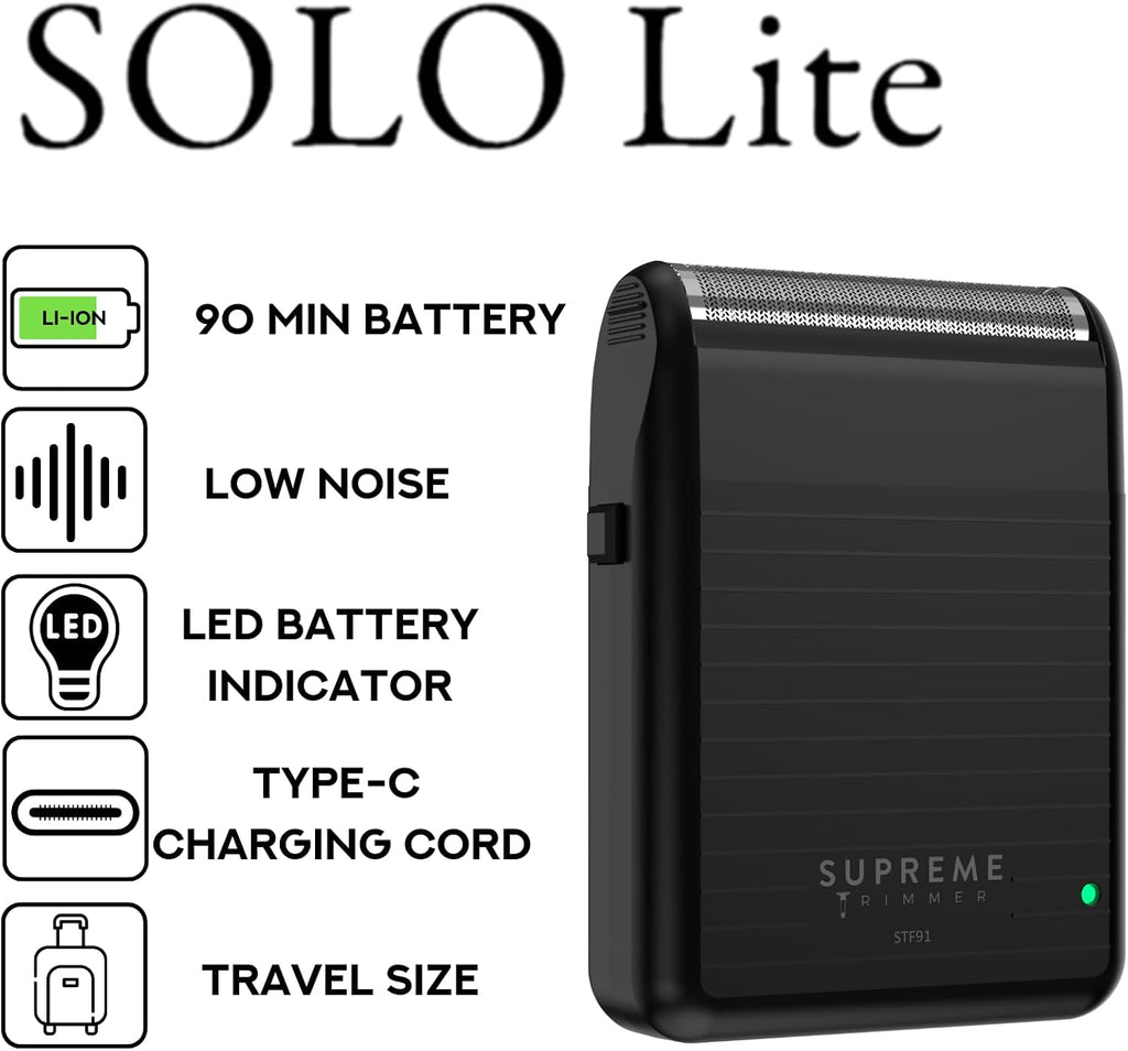 Solo Lite Foil Shaver for Men | Rechargeable Electric Razor + 90 Min Runtime, Type-C USB Fast Charging | Lightweight