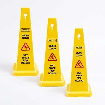 MATTHEW CLEANING 3 Packs 26” Caution Wet Floor Safety Cones for Indoors and Outdoors,Bright Yellow Caution Wet Floor