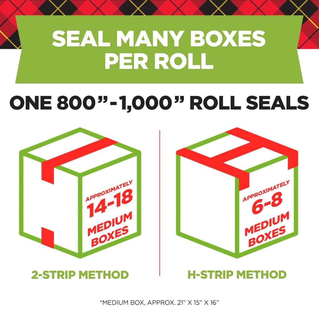 Sure Start Packing Tape, Clear, 1.88 in. x 22.2 yd. | 6 Tape Rolls with Dispensers, Quiet Unwind and Easy Start