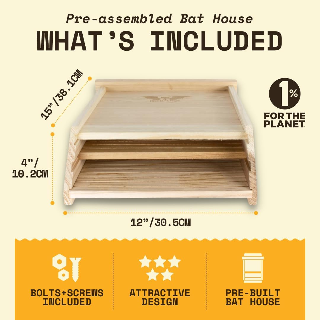 Bat House Kit for Outdoors - Large 2 Chamber, Cedar, Upto 75 Bats