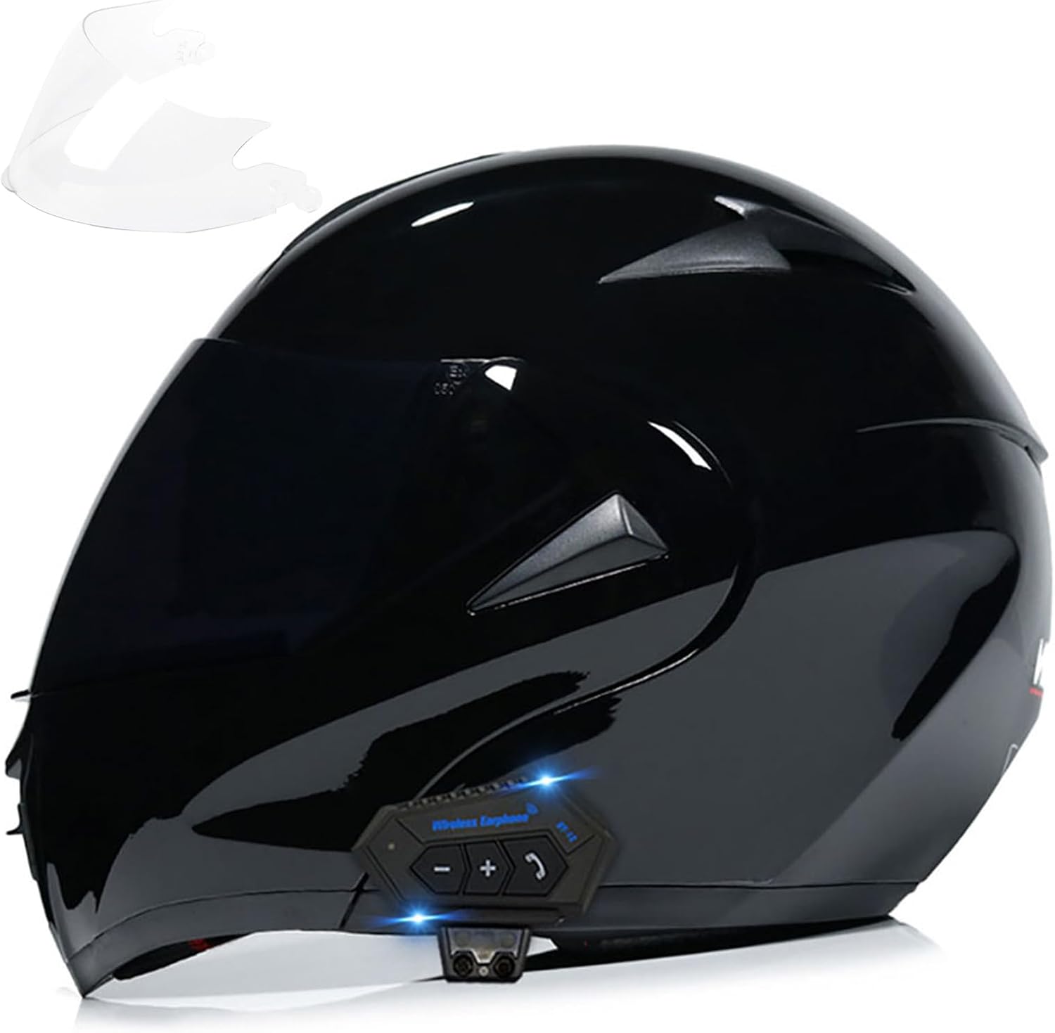 Motorcycle Bluetooth Modular Helmet, DOT Approved Dual Visor Full Face Flip up Bluetooth Integrated Motorcycle