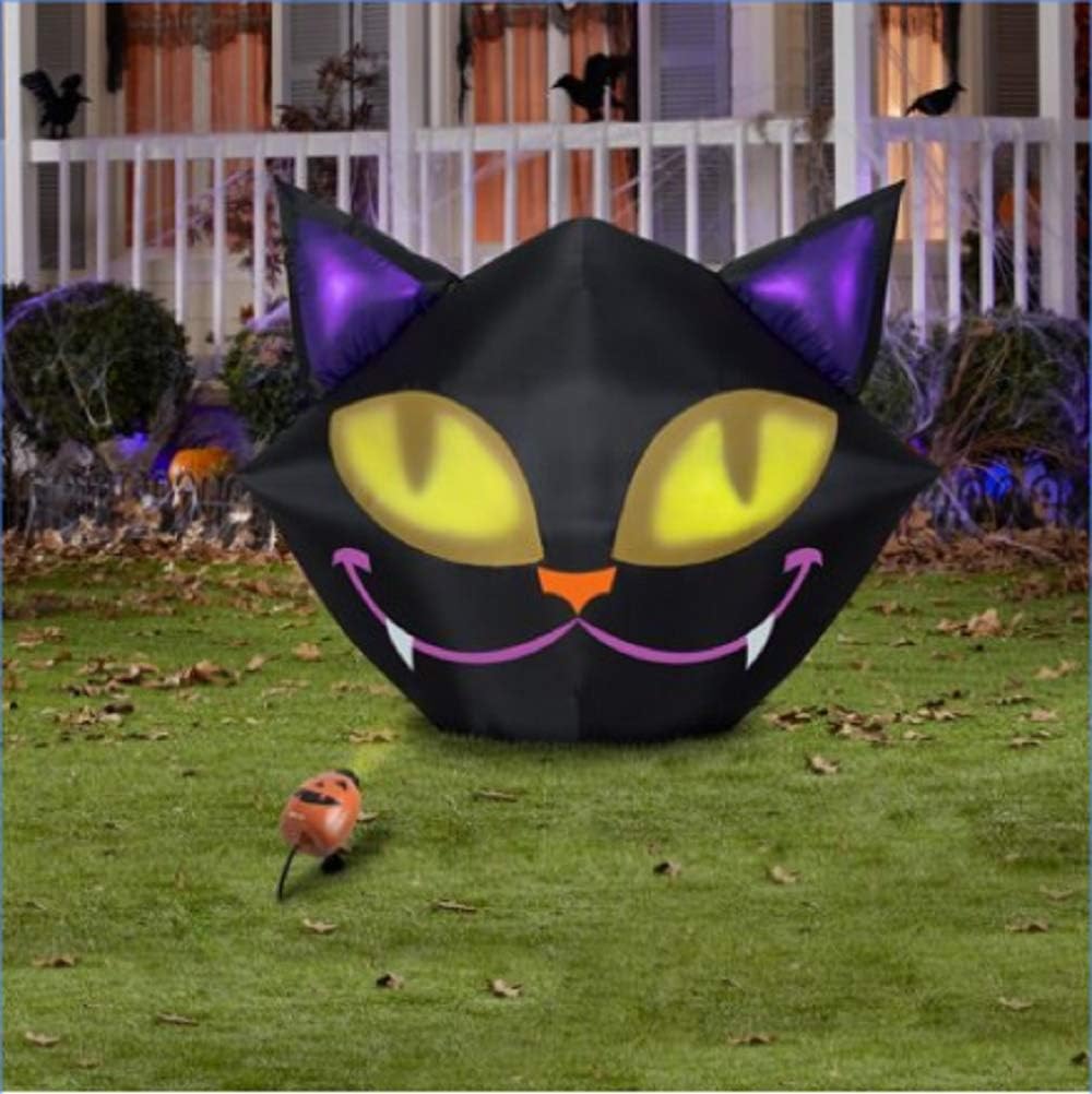 Black Cat with Eye Scream Projection Eyes Halloween Inflatable