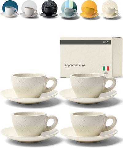 Cappuccino Cups set - 4x 8oz - Thick-walled stoneware cappuccino cup