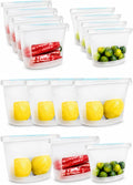 Reusable Platinum Silicone Food Storage Bags, 12 Pack Leakproof Set, Clear