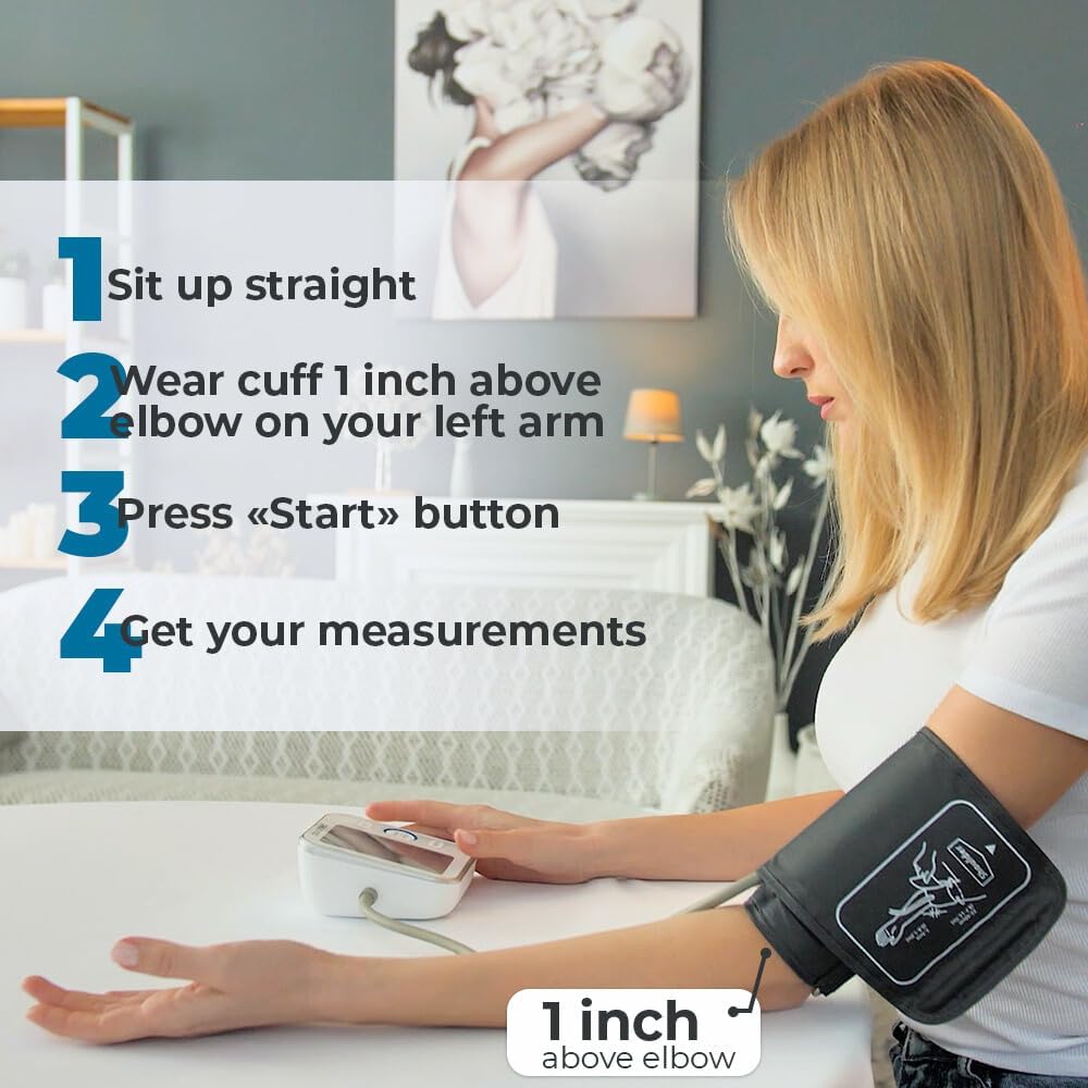 Blood Pressure Monitor - Bp Machine - Automatic Upper Arm Blood Pressure Cuff 8.7-16.5 inches - Large LCD Display 120