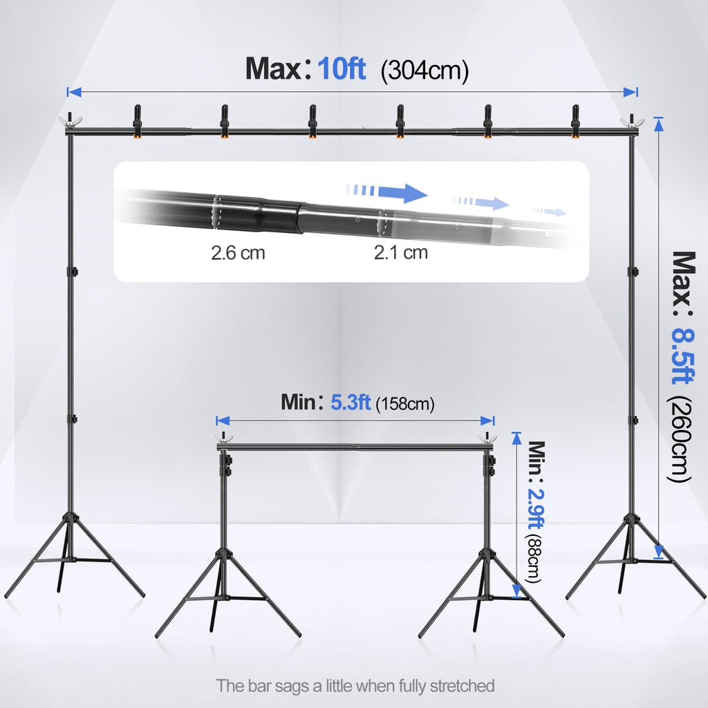 Backdrop Stand 10x8.5FT Adjustable Back Drop Stand for Party Events