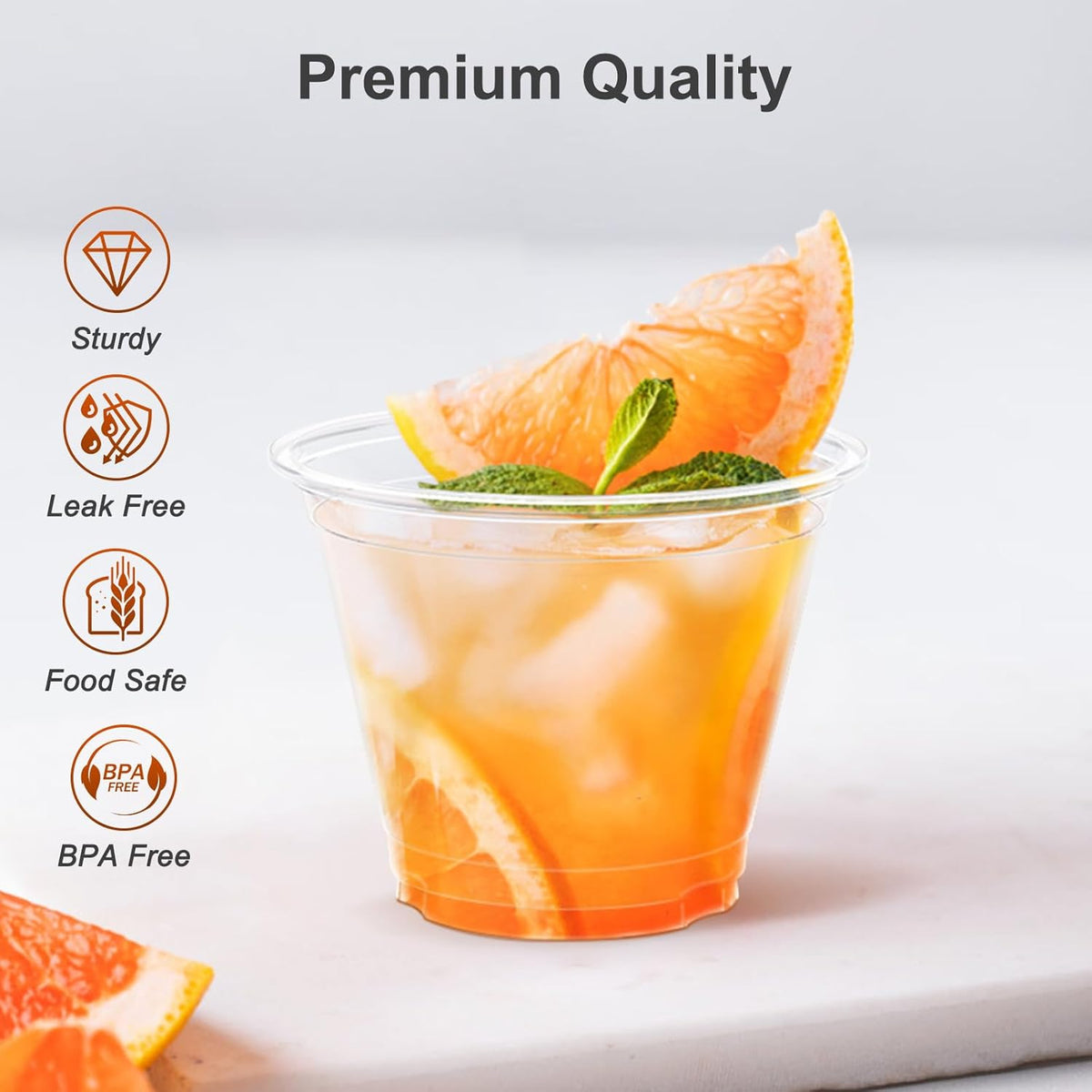 100 Pack 9 oz Clear Plastic Cups