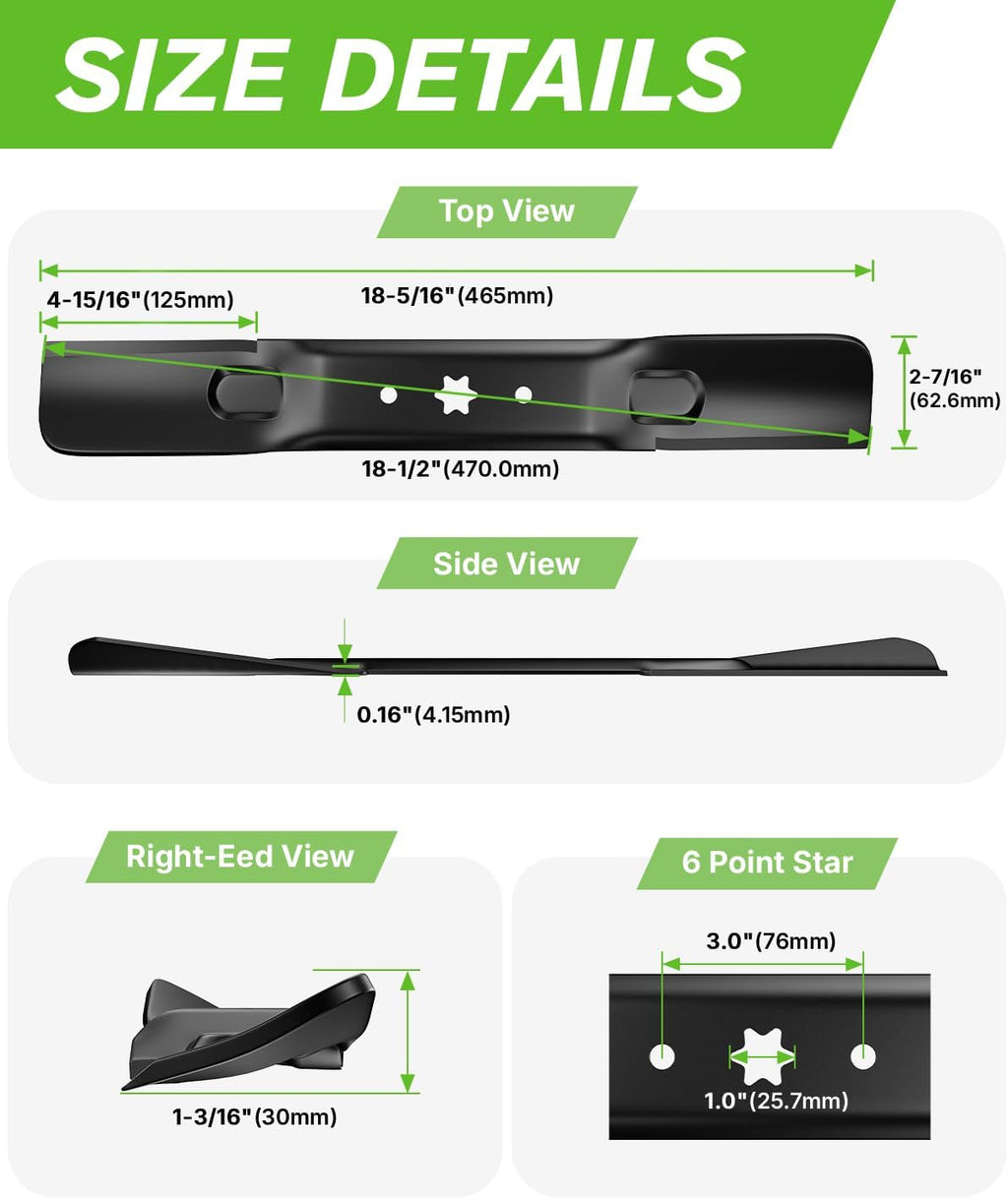 54" Cut 942-05056A ZT1-54 Lawn Mower Blade with 6-Proint Star Shaped, 54 inch Deck Mulching Blades Compatible with