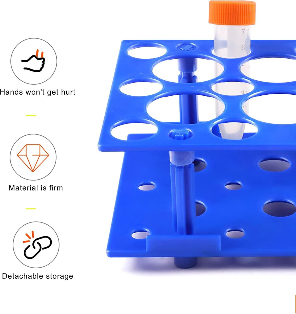 2 Packs Test Tube Racks,Centrifuge Tube Holder for 10ml/15ml/50ml, Detachable Plastic Stand 28 Well