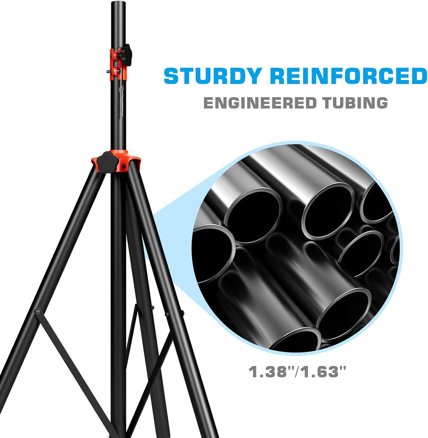 Speaker Stands Heavy Duty - Adjustable Height 50.5'' to 83.5'', Speaker Tripod Stand with Non-Slip Rubber Feet,144lbs