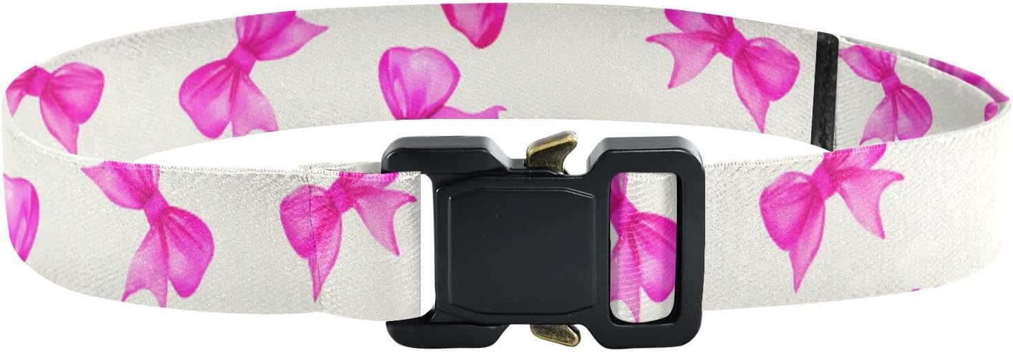 Bow Tie Adjustable Kids Elastic Belts, Girls Boys Stretch Waist Belt with Aluminum Alloy Buckle