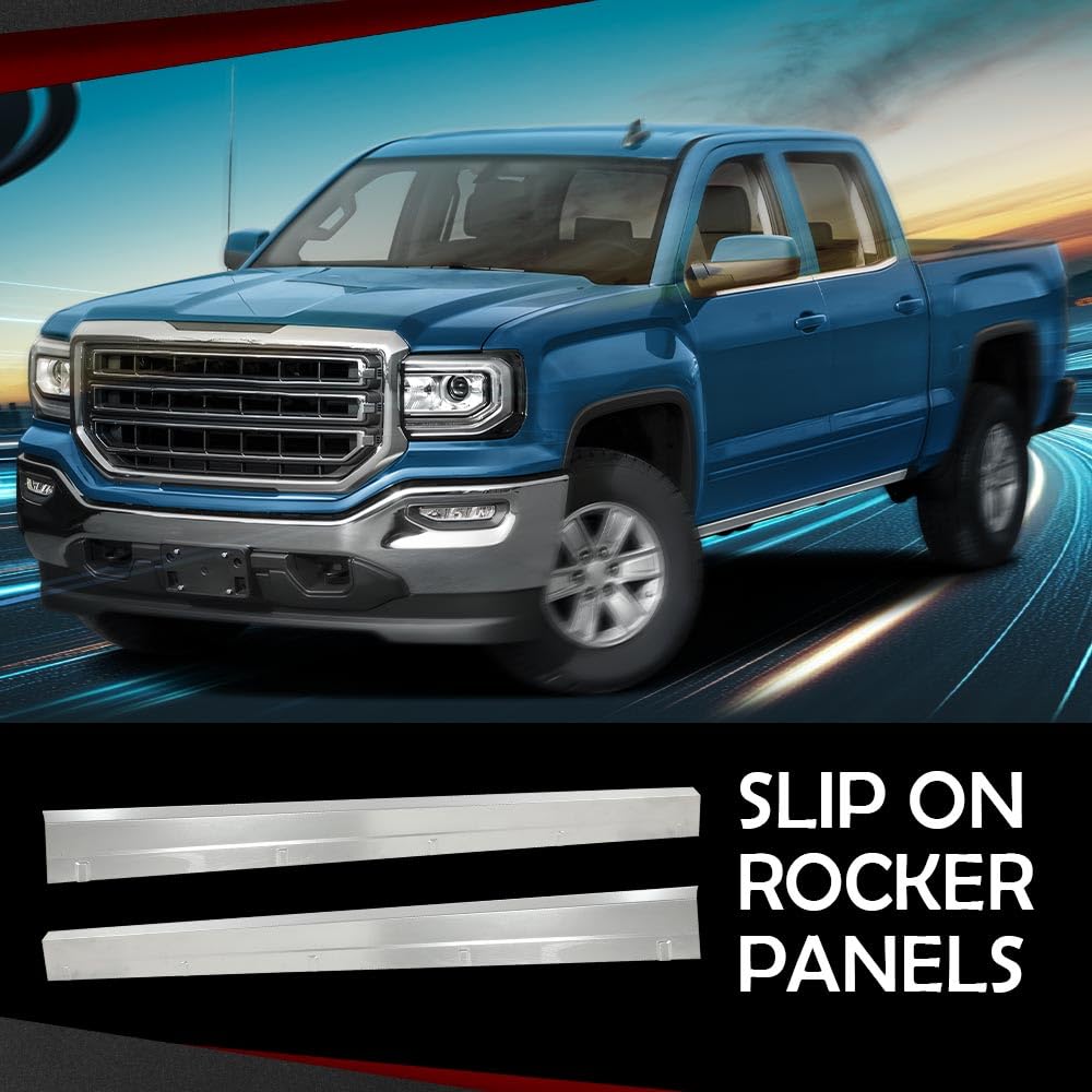 CROSSDESIGN Rocker Panels Pair Compatible with Chevy Silverado GMC Sierra Extended Cab 4 Door 2014-2018