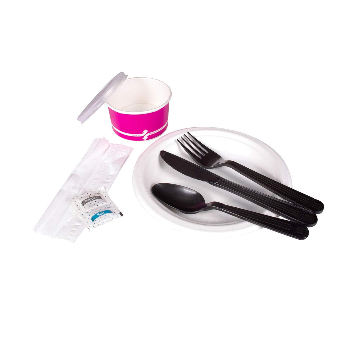 U2203B PP Cutlery Kits Salt & Pepper - Black (Case of 250)