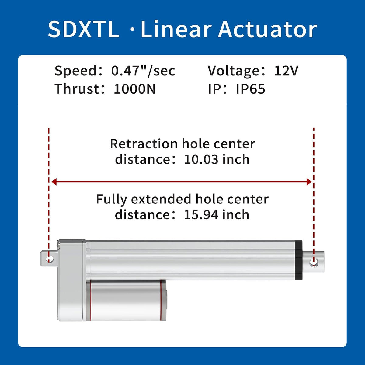 Stroke 5.9inch 220 lbs 12v 0.47"/sec Electric Linear Motor Actuator with Mounting Brackets Remote Control