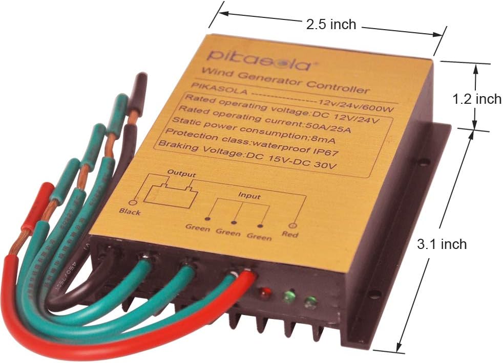 Mini Wind Turbine Generator Controller IP67 Waterproof 12V/24V Automatic Controller for 400W/500W/600W Wind Turbine