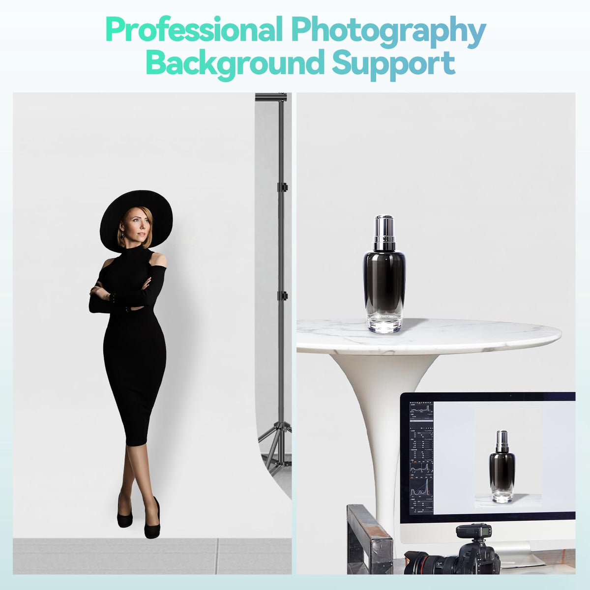7x10 FT Photo Backdrop Stand Kit with 6x9FT White Backdrop, Studio