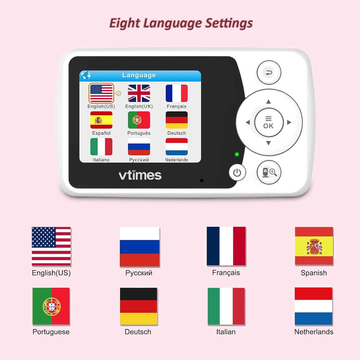Baby Monitor with Camera and Audio, No WiFi, 2.4" LCD Screen, Two-Way Talk, Portable, Night Vision, 1000ft Range