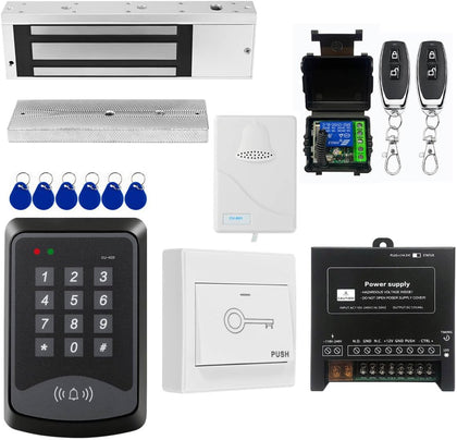Door Access Control System RFID Keypad 1200lb Electric Magnetic Door Lock Kit with Exit Button