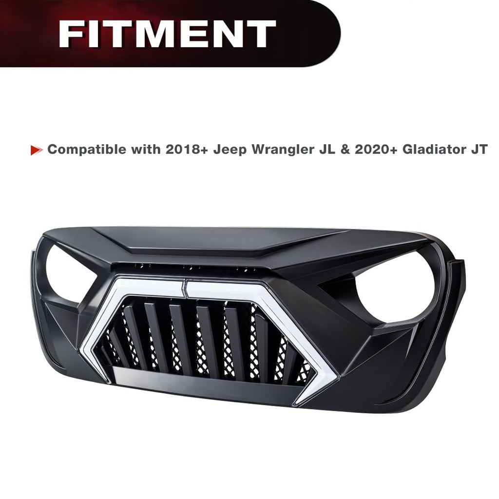 Front Goliath Grill w/DRL & Turn Signal For 2018+ Wrangler JL Gladiator JT