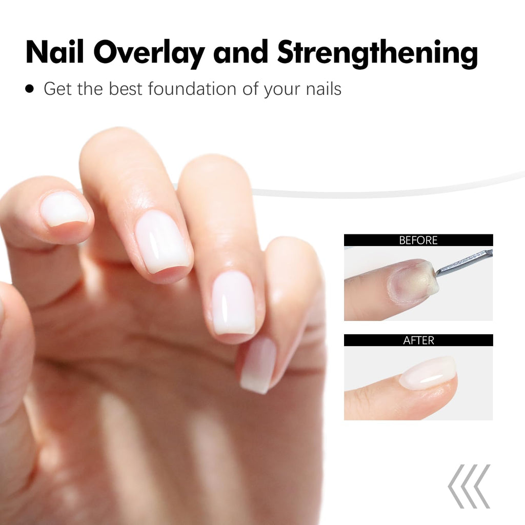 Builder Gel for Nails, Milky White Gel Polish Rubber Base For Nails Strengthener Extension Apex Building Repair UV