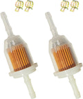 Inline Fuel Filter 1/4" with Clamps 2 Pack - Fits AM116304, GY20709, 25 050 22-S for Lawn Mowers