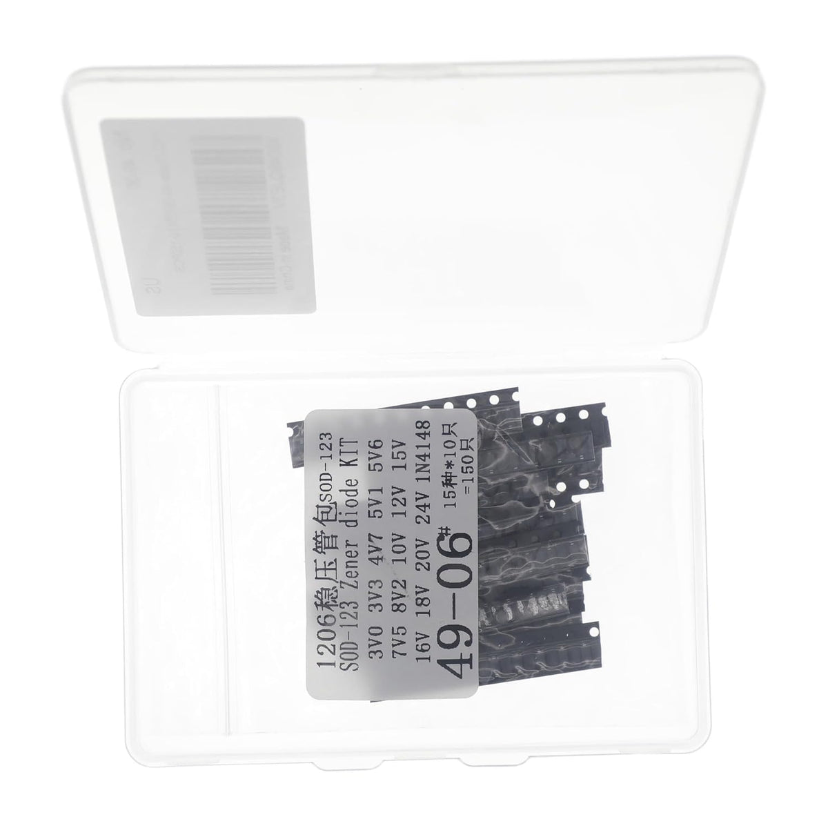 150 Pcs 0.5W Zener Diode Kit 14 Values 3V-24V SOD-123 Plus 1N4148