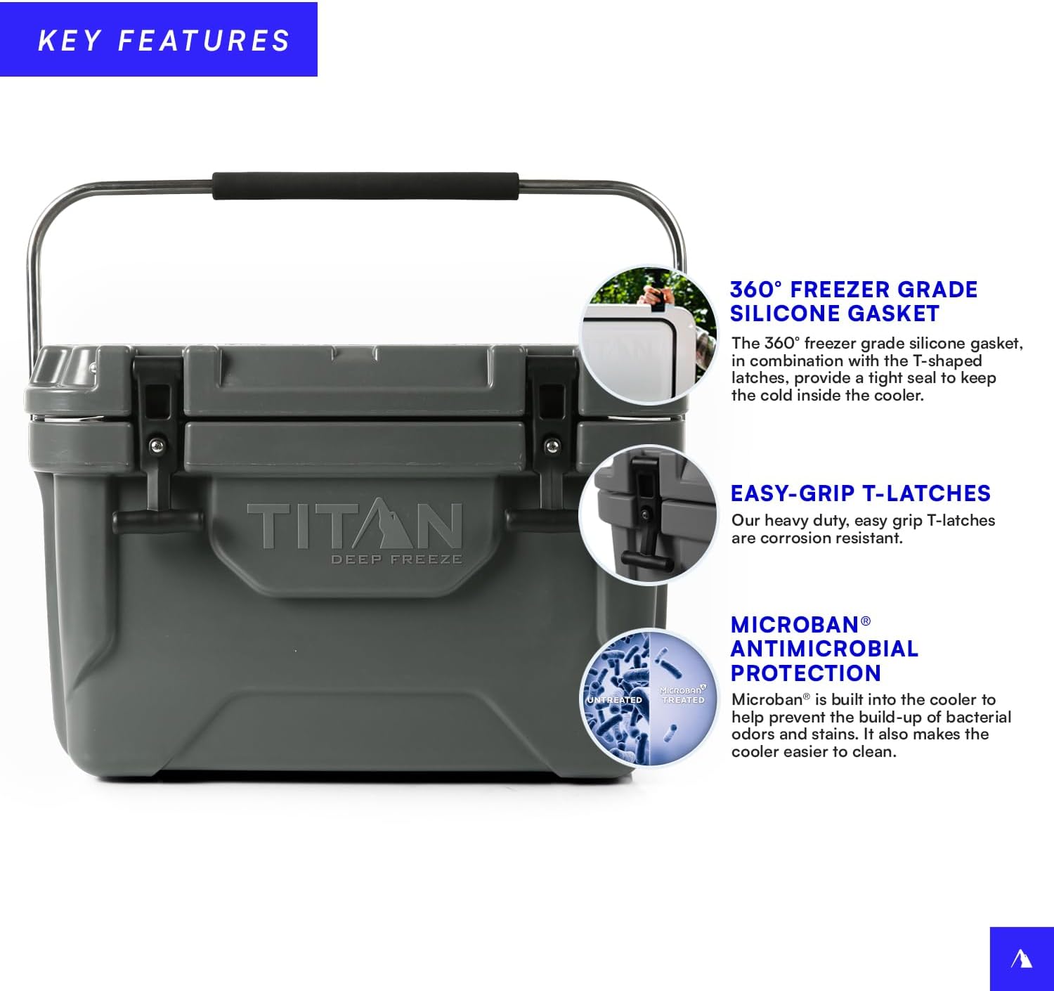 Titan Hard Ice Chest Cooler Roto Cooler with Microban Protection and Deep Freeze Insulation