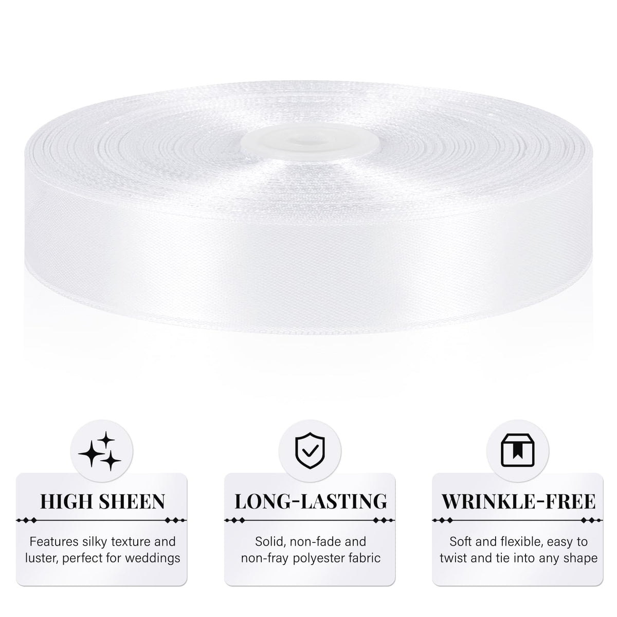 White Satin Ribbon 1 Inch x 100 Yards
