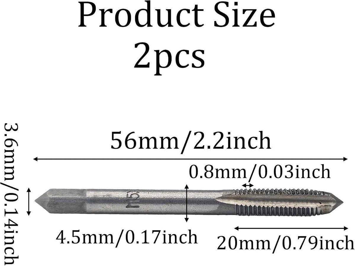 2PCS M5 X 0.8 Metric Hand Tap, Steel Threading Tool for Internal Thread Cutting and Repair