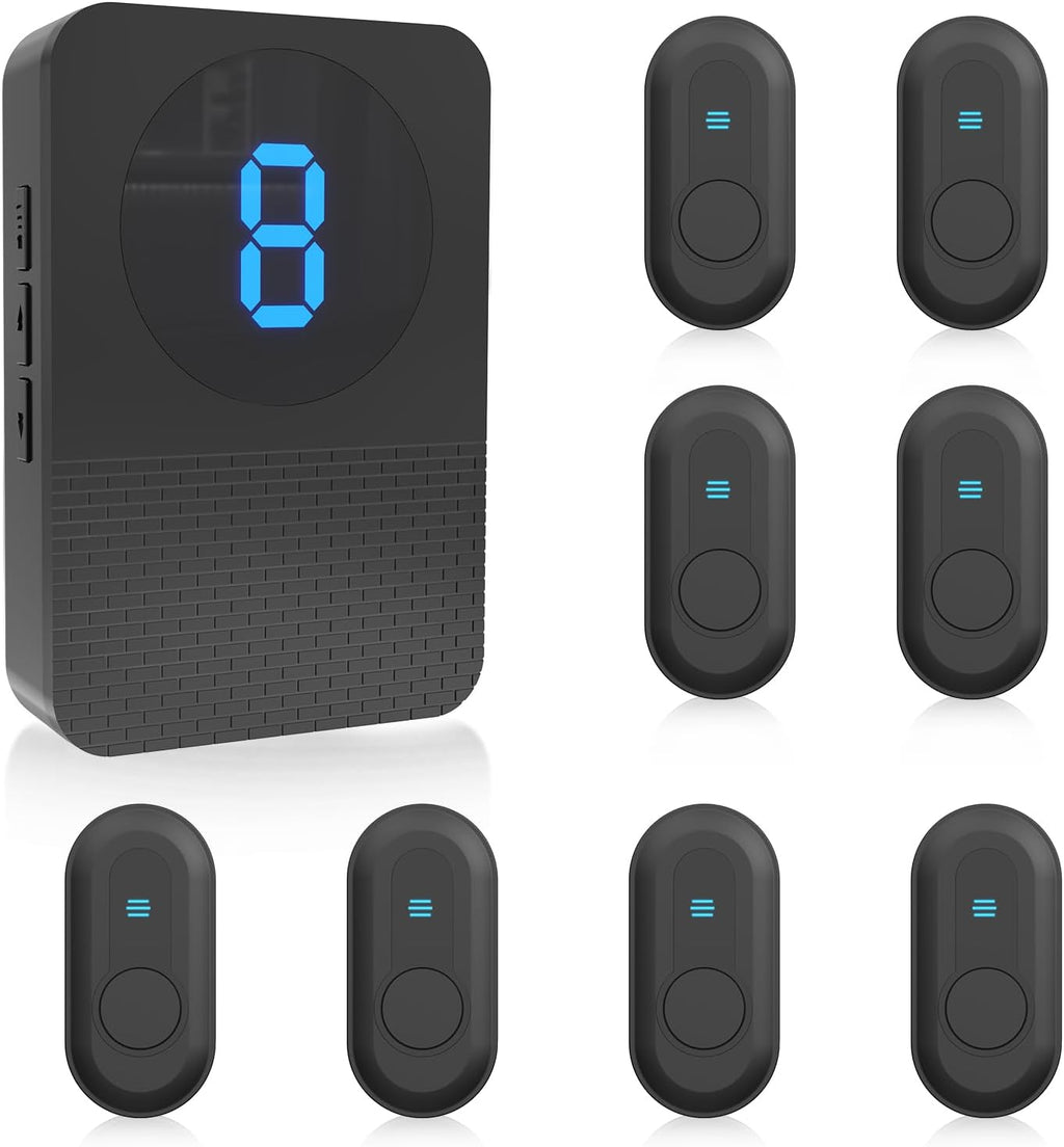 Caregiver Pager Wireless Call Button System Call Bell Alert Button Wireless Calling System for Elderly at Home/Deaf