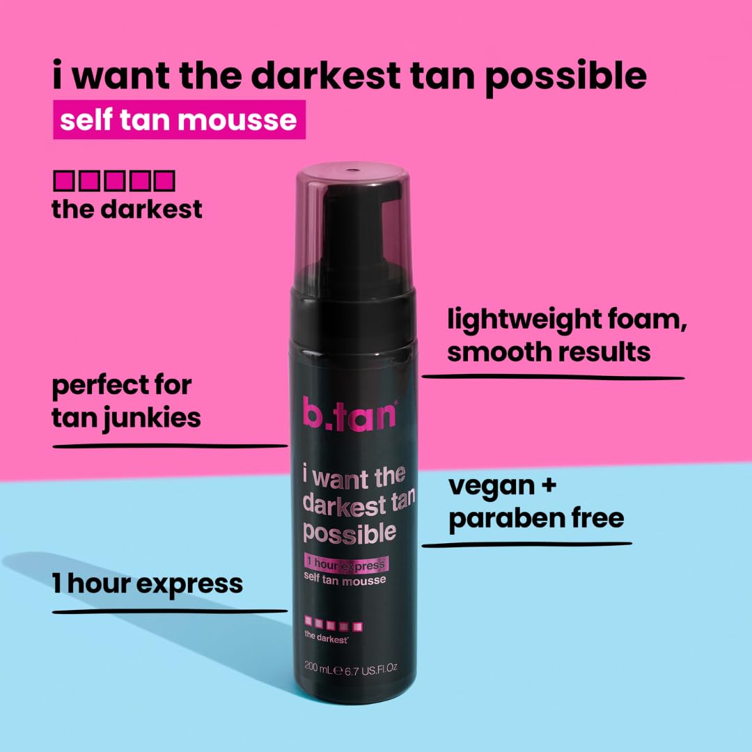 Ultra Dark Self Tanner Mousse | I Want The Darkest Tan Possible - Fast, 1 Hour Express Sunless Tanning Foam, Golden
