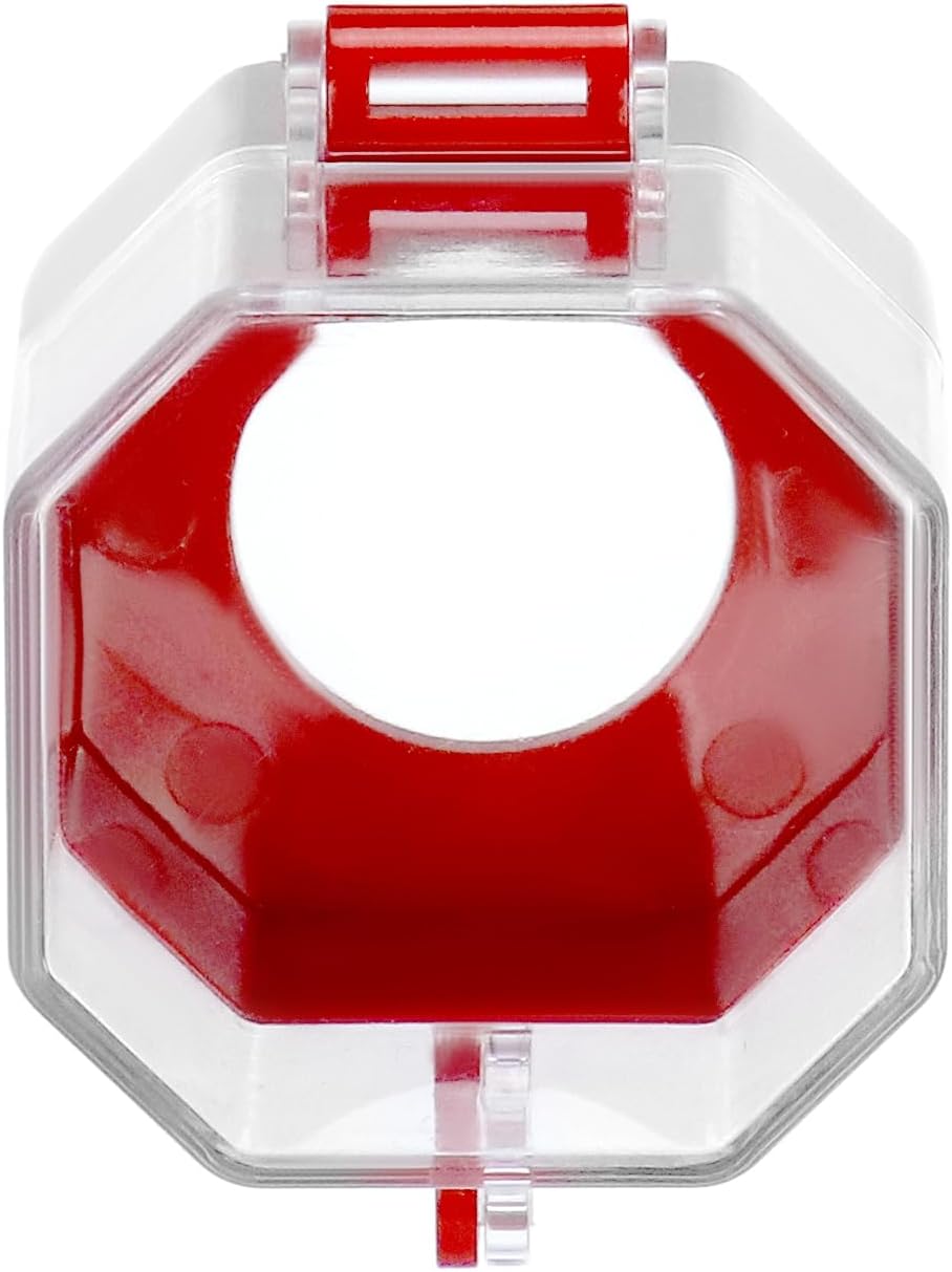 QWORK Emergency Stop Button Cover, 4 Pack Plastic Switch Cover Protector, Toggle Switch Push Button Switch Lockout Cover, Add Protection