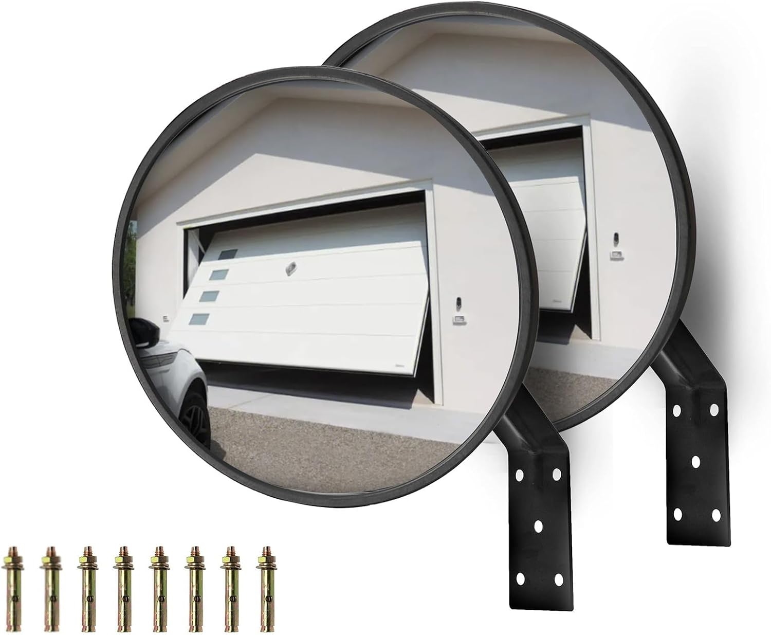 8" Convex Mirror Outdoor with Adjustable Wall Fixing Bracket（1 Pcs） | Blindspot Traffic Mirror for Driveway Garage