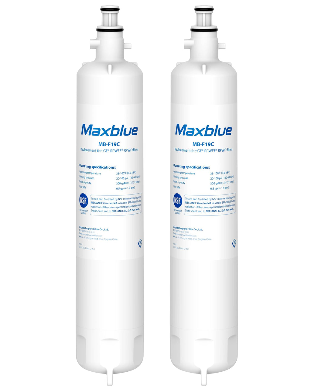 MB-F19C Water Filter Replacement for GE RPWFE, 2 Pack