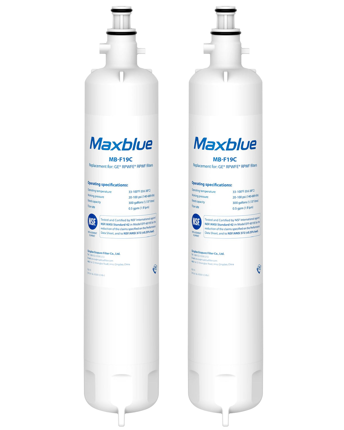MB-F19C Water Filter Replacement for GE RPWFE, 2 Pack