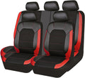 Universal Leather car seat Covers Sport fits Most Cars, SUVs, Trucks, and Vans (Full Set, Black Red)