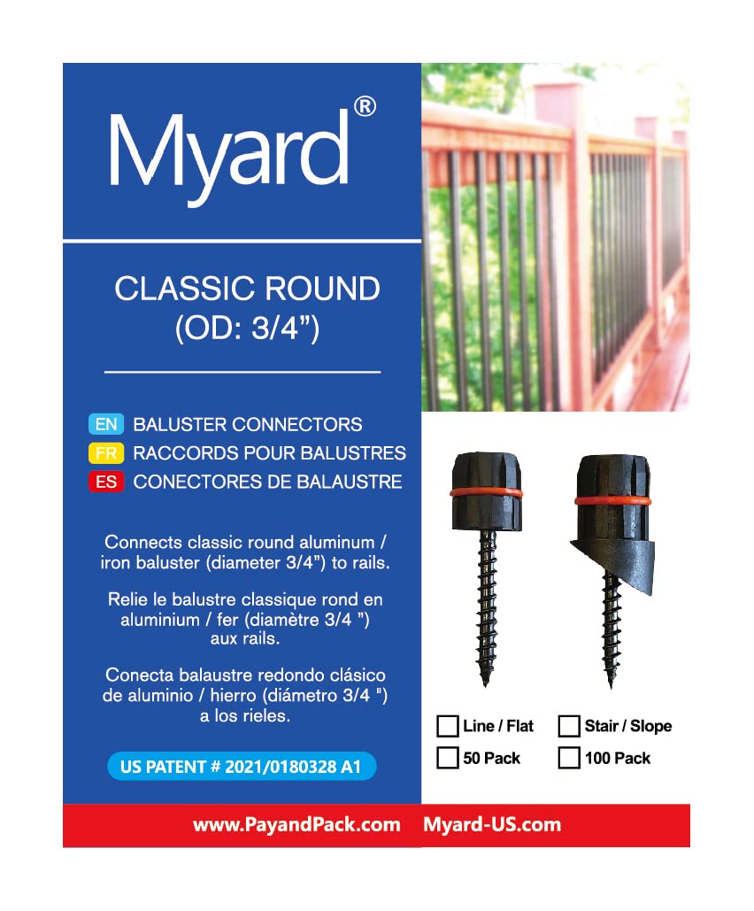 3/4" Round Baluster Connectors for Stairs, 'O' Silicone Seal Design