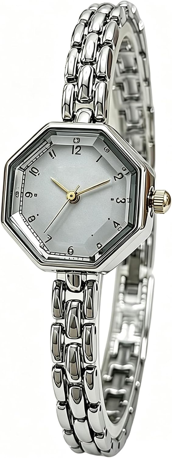 Women Octagonal Wrist Watch Stainless Steel Ladies Dress Quartz Watch | Vintage Gold /Silver Watches for Women Dainty