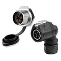 CNLINKO LP-20 5 Pin 90° Angle Waterproof Connector Electrical Power Plug Threaded Panel Mount Socket for Industrial Use