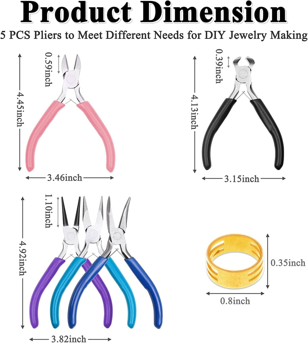 5 Packs Jewelry Pliers Set, Making Tools With Needle/Round/Chain/Bent/Zipper Pliers, Supplies Repair/Cut Kits for