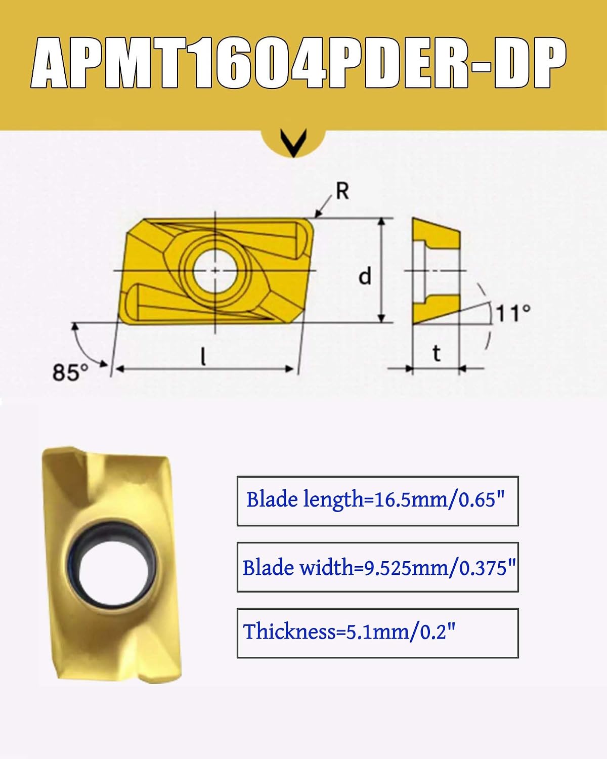 GBJ APMT1604PDER-DP Milling Inserts Precision Semi Finishing Machining