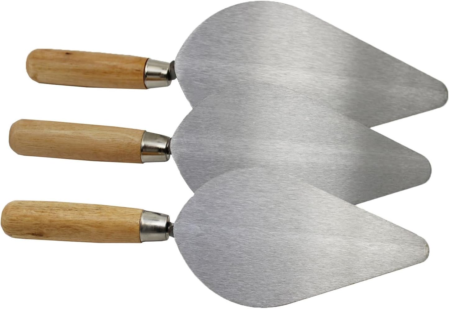 3-Pack Brick Trowel Set, 6" & 7" & 8" Pointing Trowel with Wood Handle,Masonry Hand Tool Set for Brickwork